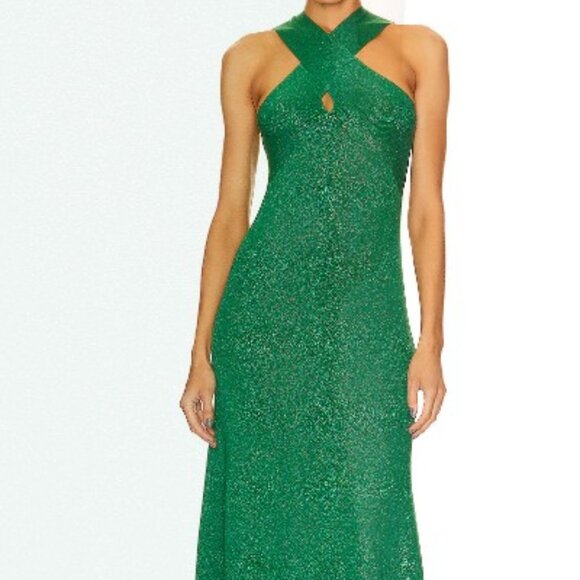 Green Shine Knit Take It To The Maxi Dress Size XS